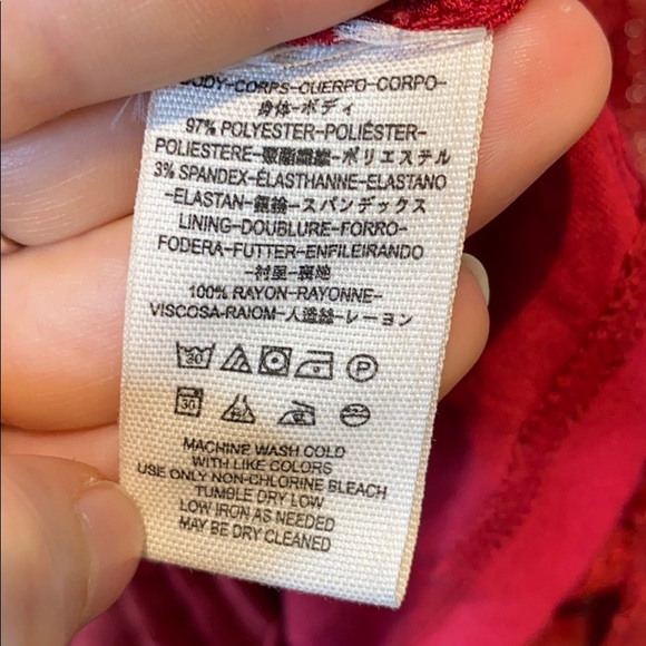 Free People Red ❤️ Lace V-neck Dress with Shimmer - Picture 13 of 13